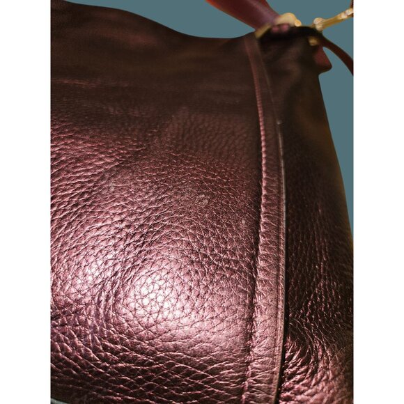 Coach Marlon Pebble Leather Metallic Wine Hobo Shoulder Crossbody Bag - Picture 12 of 16
